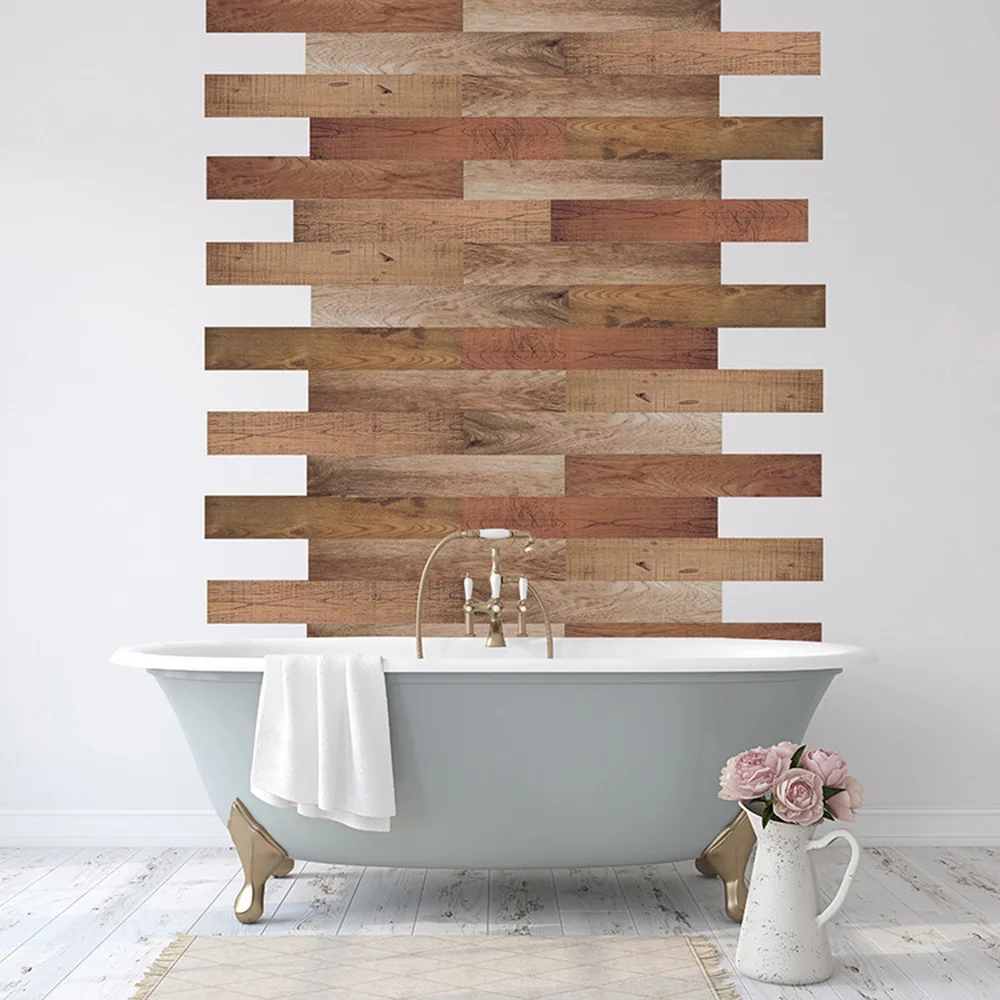 

8Pcs/set Waterproof Simulation Board Stickers Oilproof Self Adhesive Floor Sticker PVC Imitation Wood Home Decor Stickers