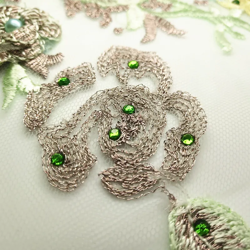 Embroidered Flower Patch Embroidery Beaded Applique Lace Patches For Clothing Wedding (27)