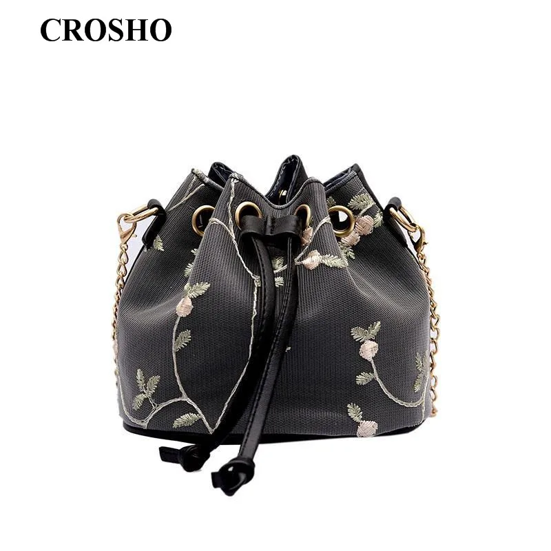 

CROSHO New Summer Crossbody Bag Chain Single Shoulder Small Fresh Embroidered Bucket Bag