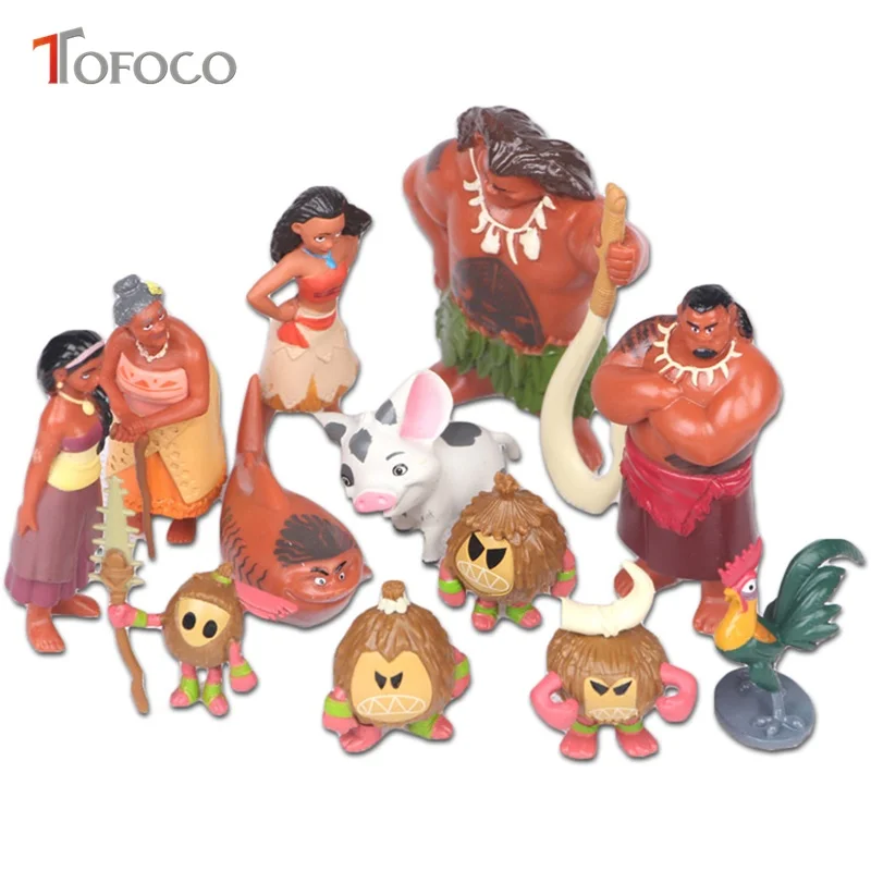 

TOFOCO 12 Pcs/Set 5-8cm Princess Moana Dolls Toy Maui Heihei Adventure Plastic Anime Movie Collection Toys Children Gift Holiday