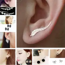 スタッドのイヤリング合金のフェザーの羽葉ハート形弓模造真珠花クロスファッションイヤリング女(China)