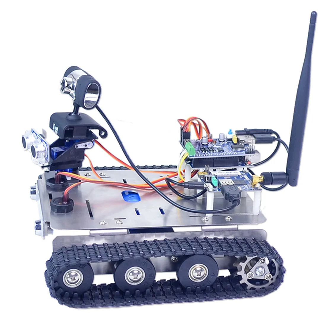 DIY робот Wifi+ Bluetooth нержавеющая сталь шасси трек танк паровой обучающий автомобиль с графическим программированием XR блок Linux