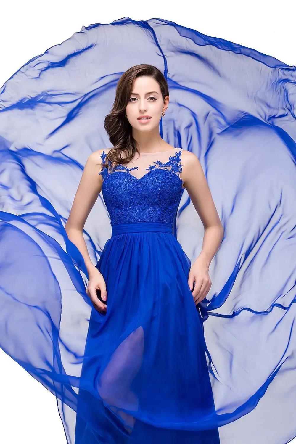 [Final Clear out] Sexy Lace A line Evening Dresses Long Royal Blue Formal Dress Elegant robe de soiree longue 2019 Evening Gown