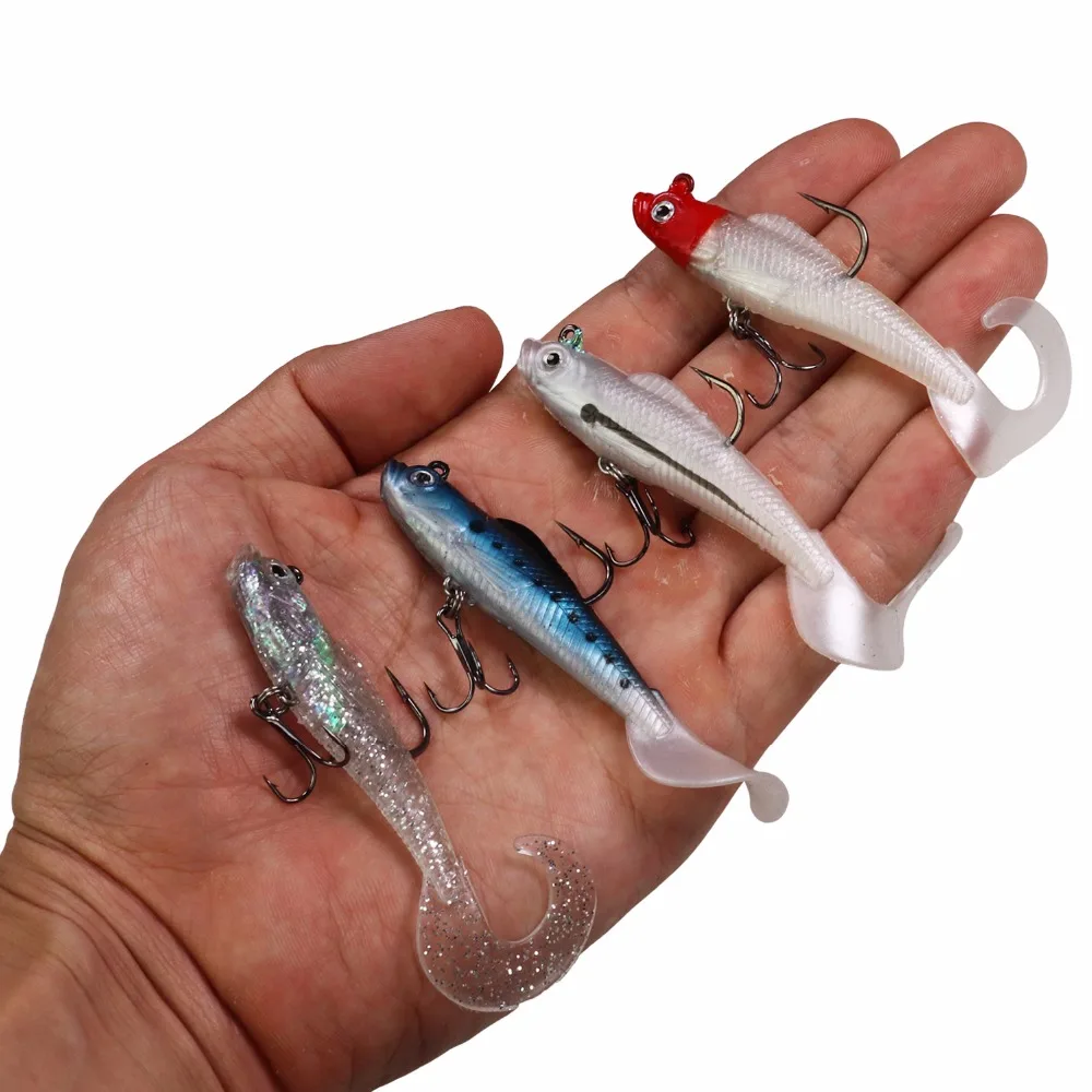 4Pcs 8CM 9g Soft Shad Swimbait Fishing Lures Lead Rigged Anchovy