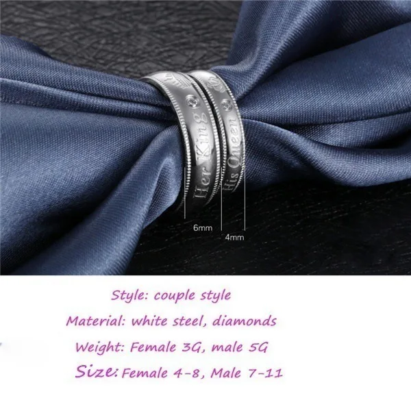Классическое модное кольцо для пары, ее король, его королева, роскошная CZ Корона, мужские и женские кольца для влюбленных, Подарок на годовщину помолвки
