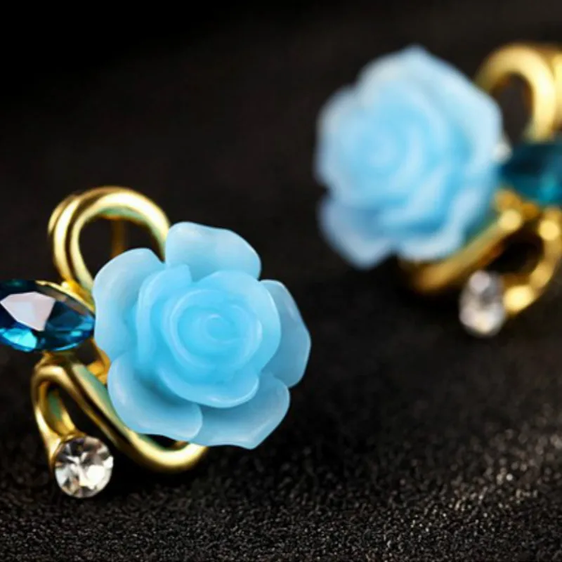 Серьги с розами для девушек модные серьги кристаллами|rose earrings|earrings girlearrings fashion |