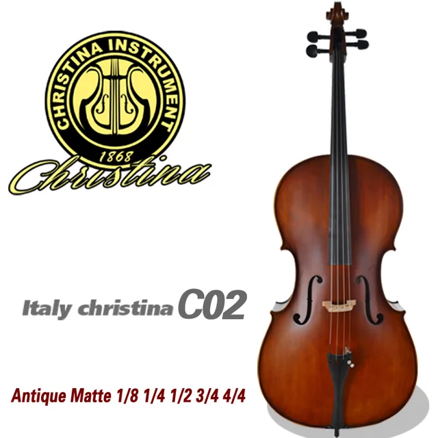 Cheap Christina antique Cello C02 violoncello,acoustic 4/4 cellos,matte natural tiger grain,professional hand cello musical instrument