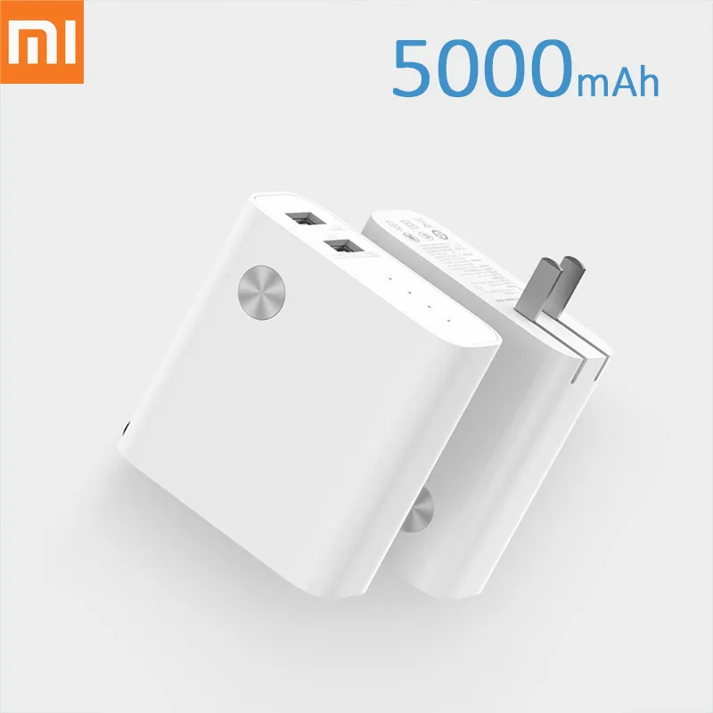 Xiaomi 2 в 1, 5000 мА/ч, Дополнительный внешний аккумулятор с двойным USB, быстрое настенное зарядное устройство, 5 В, 3 А, 5 В, а, внешний аккумулятор для iPhone, samsung, телефона