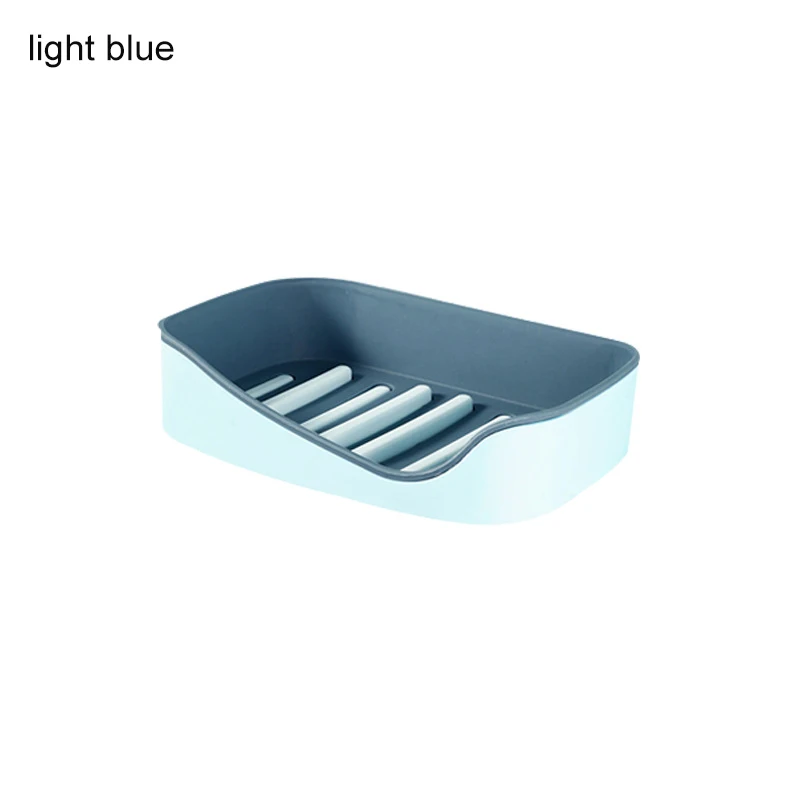 Нет сверления мыло держатель самостоятельно мыло с удерживающей накладкой посуда двойной слой Аксессуары Для Ванной Комнаты Настенный мыльница мыло губчатая тарелка - Цвет: light blue