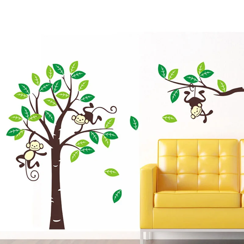 Custom Personalised Name Monkey Tree Wall Art Stickers Kids Nursery