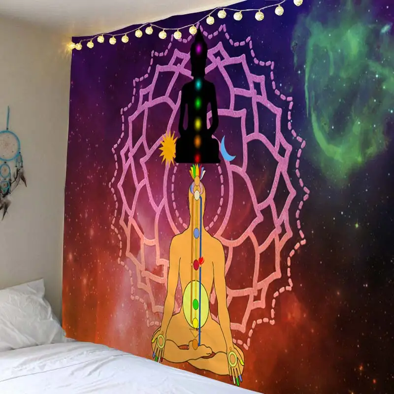 Cosmic Interstellar Decor Psychedelic Tapestry Wall Hanging Indian Mandala Tapestry Hippie Yoga Chakra Tapestries Boho Wall Clot