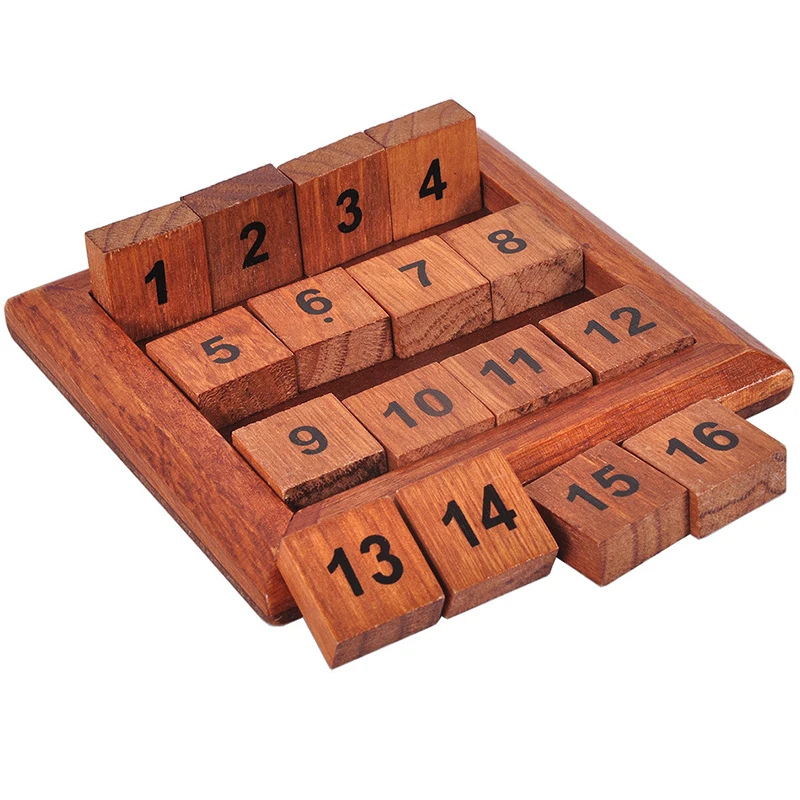 Classic Toys Wood Number 1-16 Puzzle IQ Brain Teaser Logic Wooden Puzzles Game Math Toys Table Game Play for Adults Children Toy