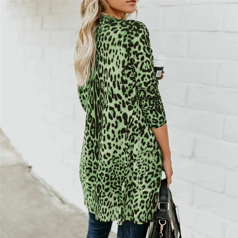  Fashion Womens Autumn Winter Casual Long Sleeve Leopard Print Fashion Coat Bllouse T-Shirt Tops Long coat New Arrival#4F01 (4)