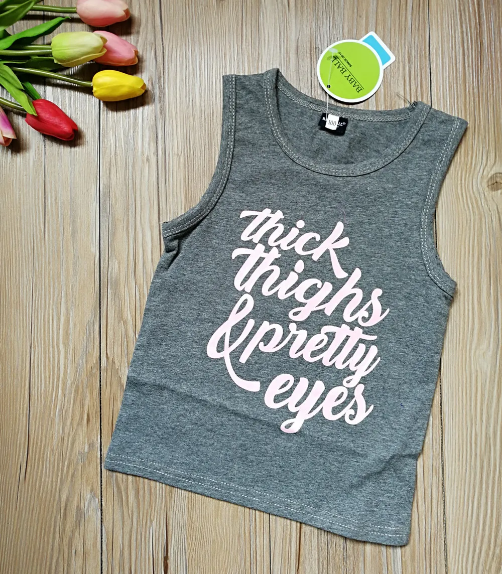 Harga Paha Tebal Mata Cantik Balita Tanks Atasan Tanpa Lengan Kaus Anak anak Atasan untuk Bayi Perempuan Terbaik BEBE Gelap Ringan Gray dan Gelap Gray