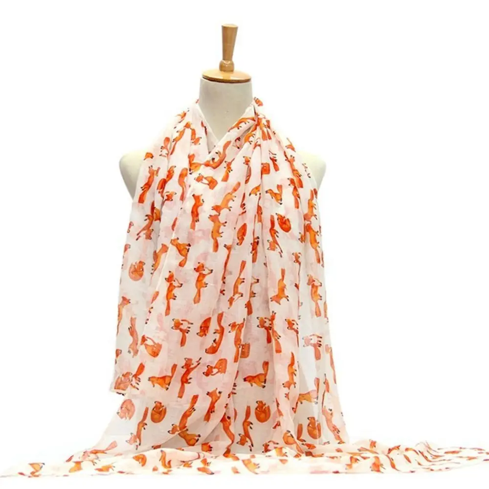 

1 pc Women Vintage Animal Printed Long Soft Cotton Voile Scarf Shawl Wrap Scarves Stole