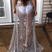 Длинная юбка с высокой талией, с разрезом сбоку, женская одежда, юбка, модная, повседневная, свободная, с блестками, пляжные, вечерние, макси юбки, одежда