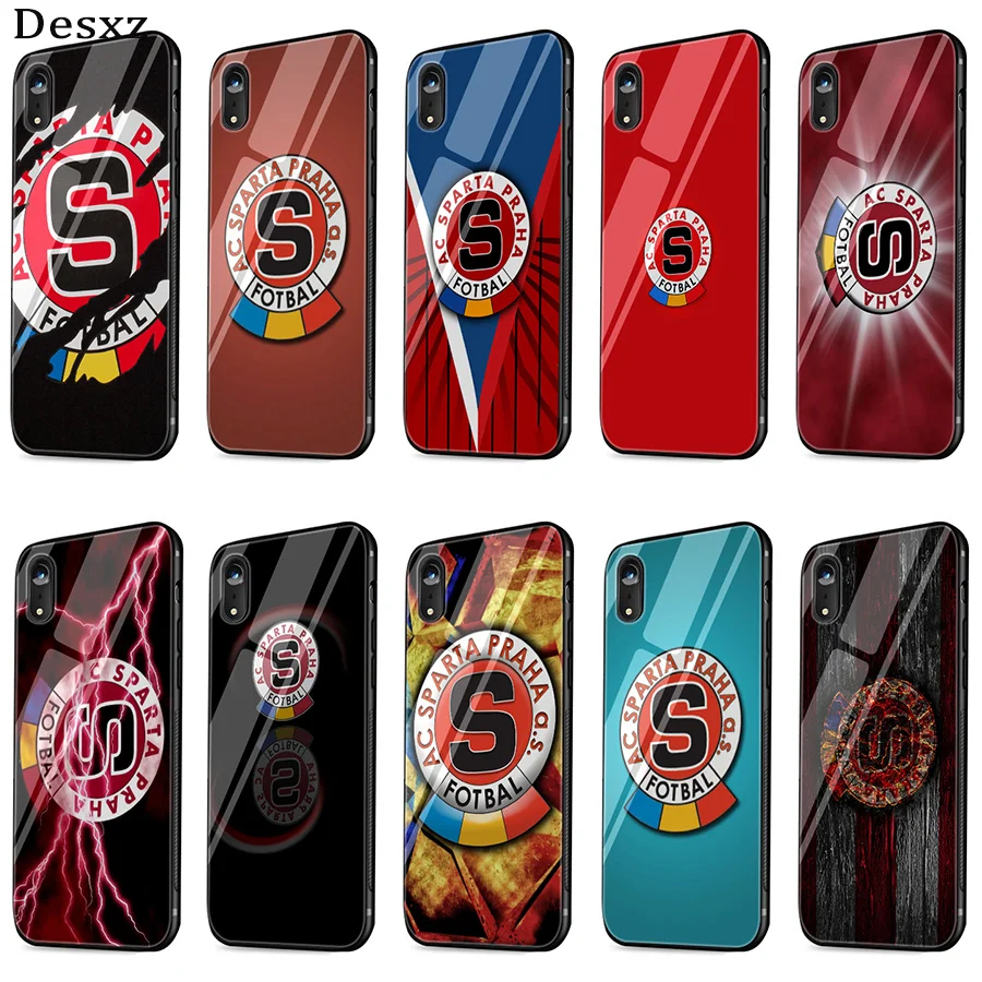 

Painting Sparta Prague Football Logo Case For iPhone 5 5s SE 6 6s 7 8 Plus XR X XS XS Max Glass Cover Protection
