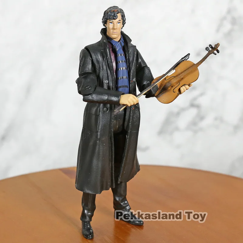 

Sherlock Action Figure Detetive Sherlock Holmes with Phone Violin Skull Poseable Arms PVC Collectible Model Toy