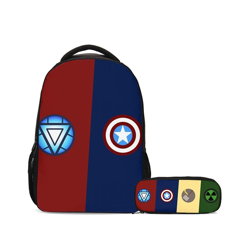 

New 2pcs Set Avengers School Bag Set With Pencil Case For Teenage Girls Junior Primary Student Kids Schoolbags Children Bookbags