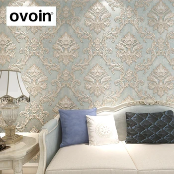 

Distressed Wallpaper for Walls 3 d Vintage Non Woven Wallpaper Rolls Teal Blue Damask Wall Paper Floral for Bedroom 10m