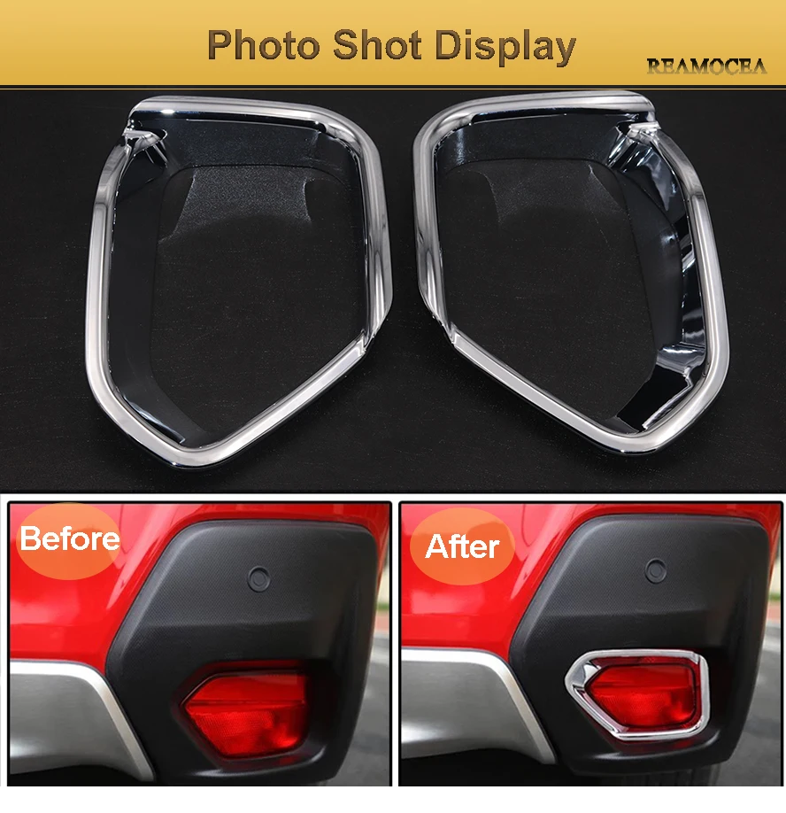 Reamocea For Subaru XV Crosstrek 2018 2Pcs Chrome Rear Fog Light Lamp Foglight Bumper Cover Trim Bezel Frame Surround Molding  (7)