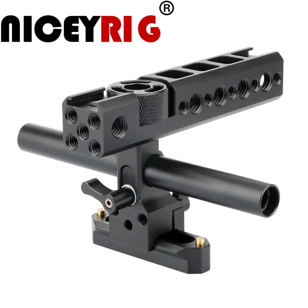 NICEYRIG Camera Cage Handle Grip NATO Rail 15mm Rod Clamp Cold Shoe for