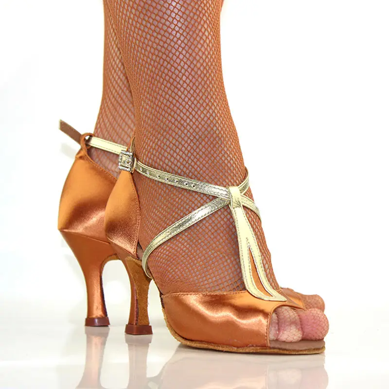 Latin Dance Shoes Women Ballroom Shoes Satin Square Dance Buckle Thin