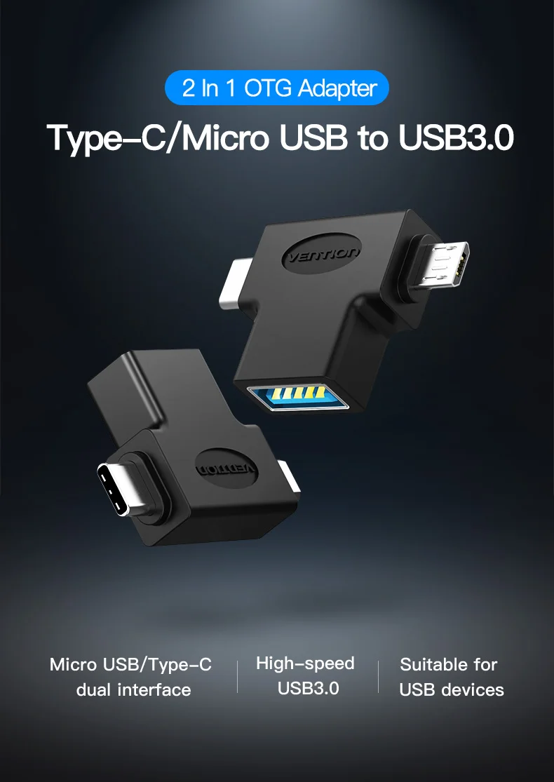 Vention type C usb-адаптер 3,0 OTG Кабель-адаптер 2 в 1 Micro USB OTG конвертер для Xiaomi One Plus Nexus 6 P