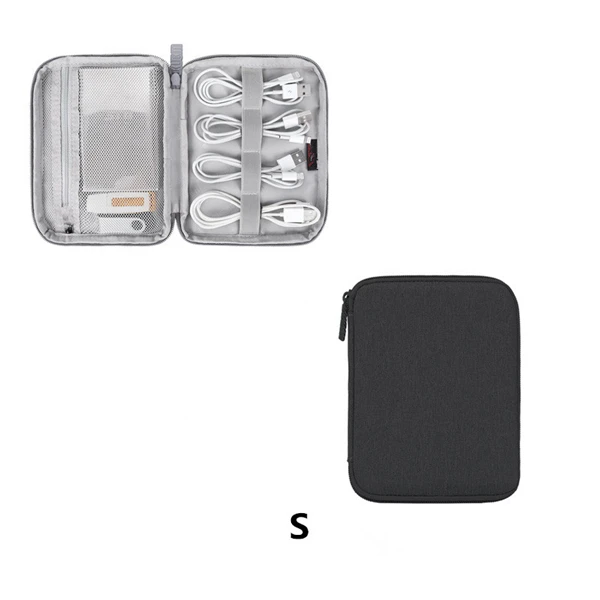 1 шт. сумка для хранения usb-кабеля для передачи данных, цифровой органайзер для путешествий, сумка для наушников, чехол для путешествий, аксессуары для электроники - Цвет: black S