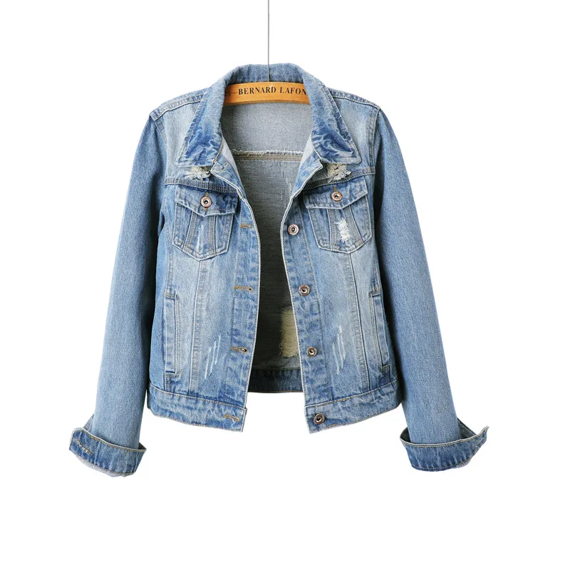 

Plus Size White Blue Bomber Short Denim Jackets 5XL 6XL Streetwear Stretch Jeans Jacket Casual Jaqueta Jeans Coat Female Tops