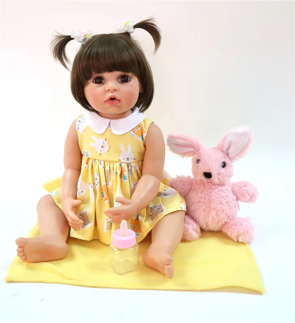 55cm Collectible doll Full Body Vinyl Silicone Reborn Toddler Princess lifelike Realistic cute doll bathe brinquedos birthday to