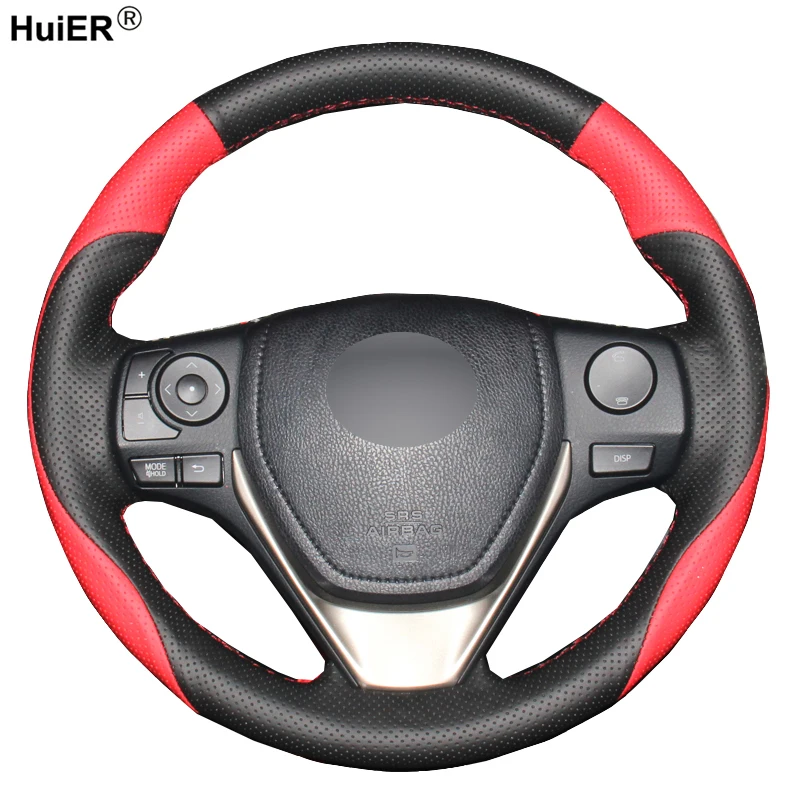 Diy Hand Sewing Car Steering Wheel Cover Cow Leather For Toyota Rav4