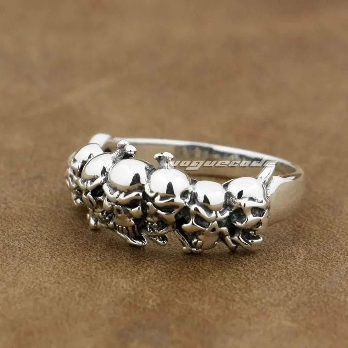Мужское кольцо панк рок из стерлингового серебра 925 пробы с черепом|ring options|ring