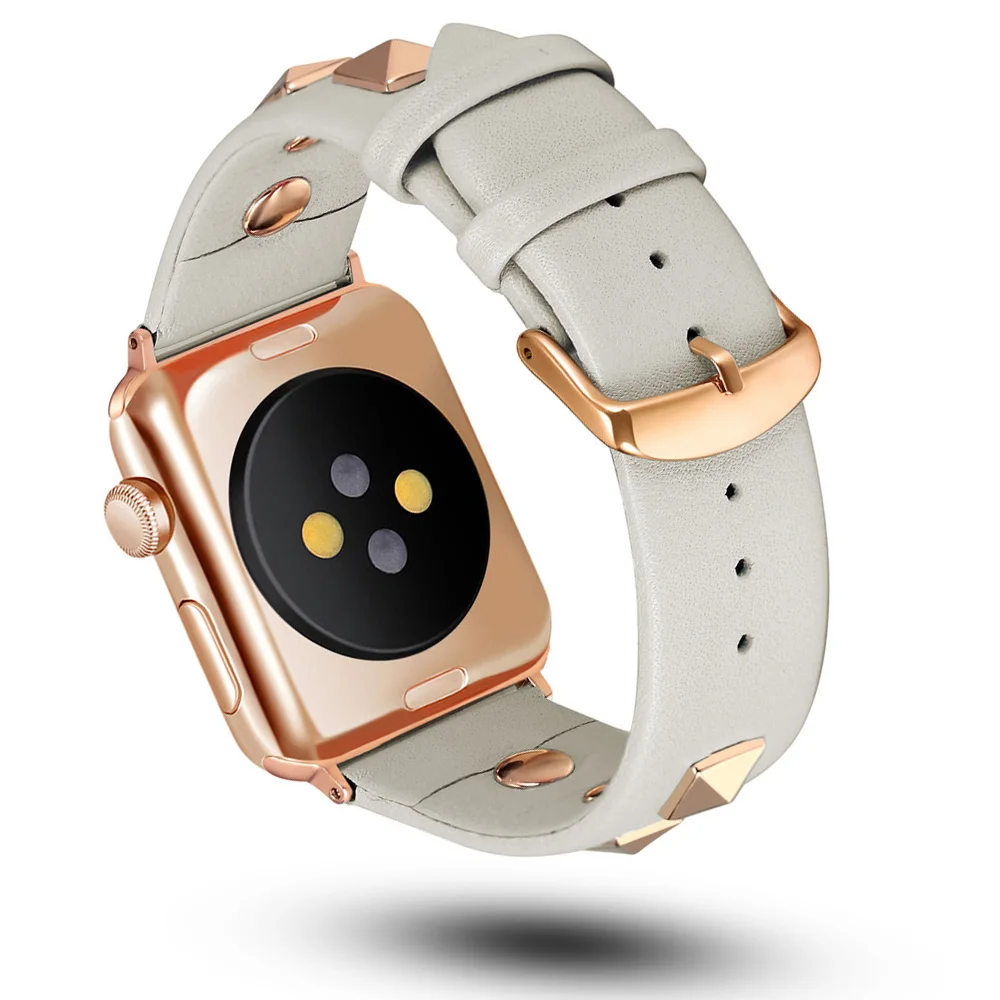 

For Apple Watch Band 40mm 44mm 38mm 42mm Leather Strap Rivet Style Bracelet for iWatch Series 5 4 3 2 1 Watchband Belt