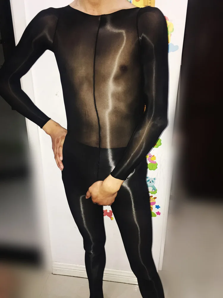 Sexy Temptation Oil Stockings Sexy Slim Large Size Increase Bright Gods Pants Covered Socks Siamese Men Pantyhose