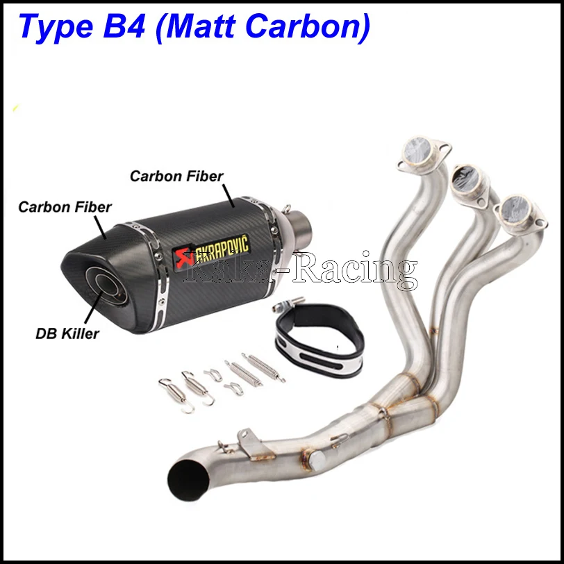 MT09 FZ09 мотоциклетная выхлопная система без шнуровки Модифицированная труба Akrapovic глушитель из углеродного волокна для Yamaha MT-09 FZ-09 - Цвет: Type B4(Mett Carbon)