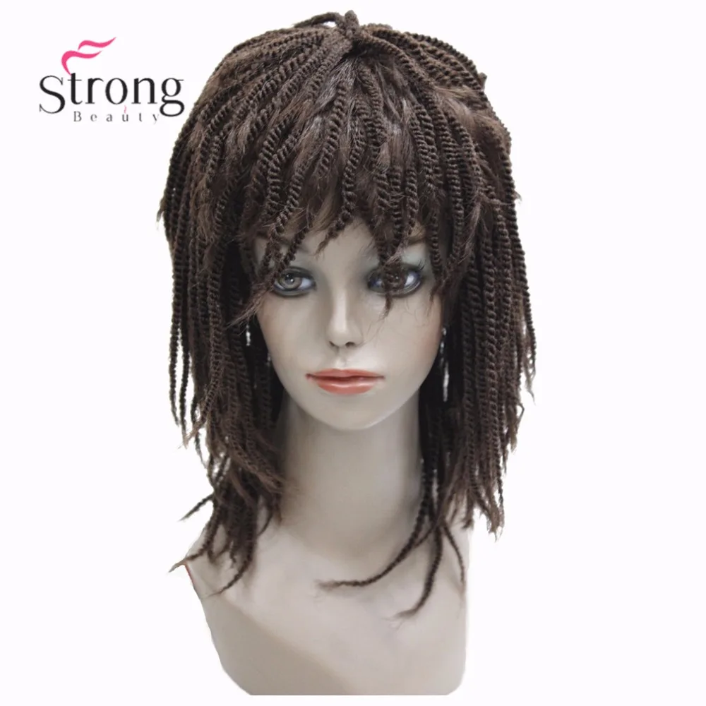 

StrongBeauty African braids Wig dreadlocks Hair Medium Dark Black/Brown Synthetic Wigs