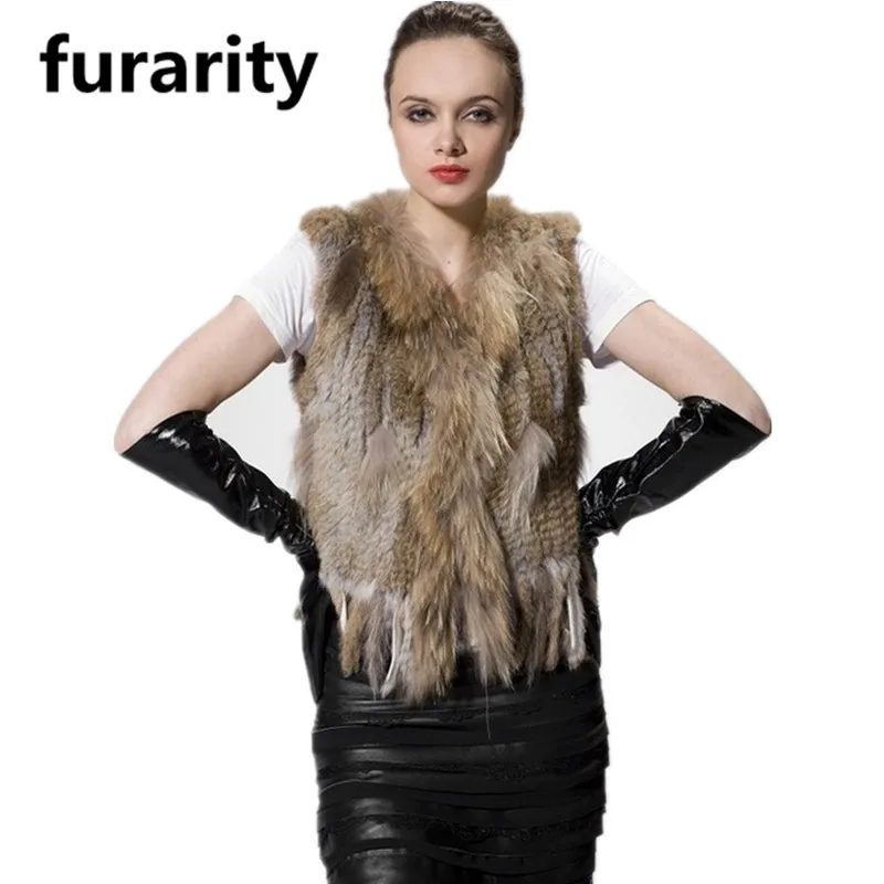 

SF0047 27 colors Hot Sale Model Style Cheap Promotion Fur Vests with Tassels/ knitted Real Rabbit Fur Vest