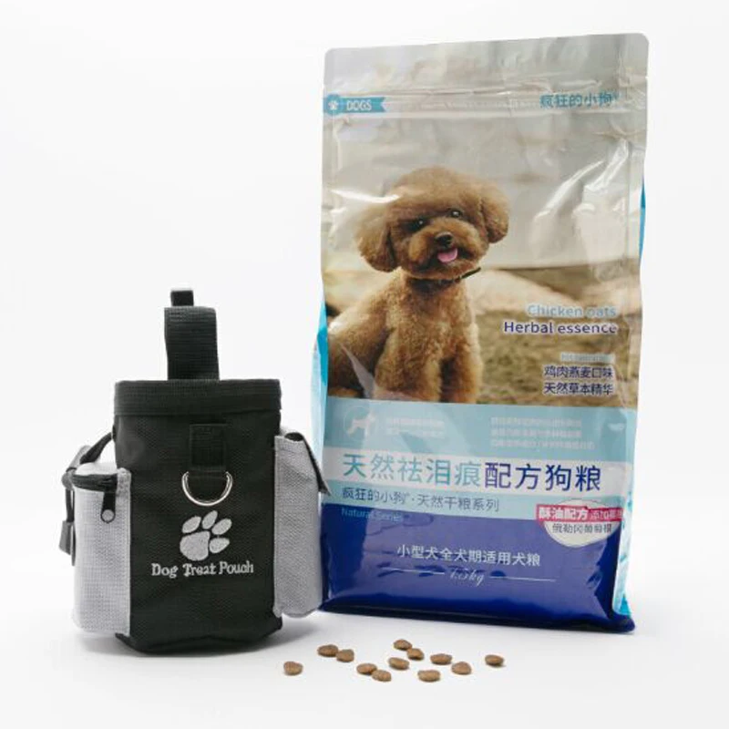 1pc Black Puppy Pet Dog Treat Pouch Waterproof Training Walking Food Snacks Bait Waist Bag 12.5x12.5x8cm