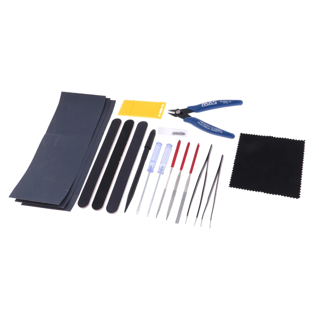 17Pcs/set Military Model Making Tools Kit Graver Pliers Tweezers Polished Assembly Tool Professional Set for Gundam