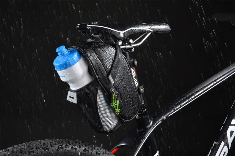 Cheap ROCKBROS Bicycle Saddle Bag With Water Bottle Pocket Waterproof MTB Bike Rear Bags Cycling Rear Seat Tail Bag Bike Accessories 27