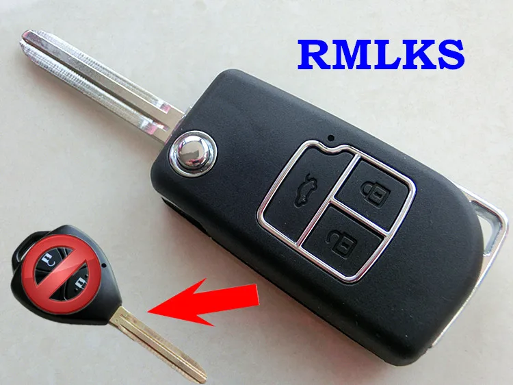 

RMLKS New Style 2 3 Button Flip Folding Remote Key Case Shell Fit For Toyota Camry Corolla Reiz RAV4 Key Fob Cover Uncut Blade