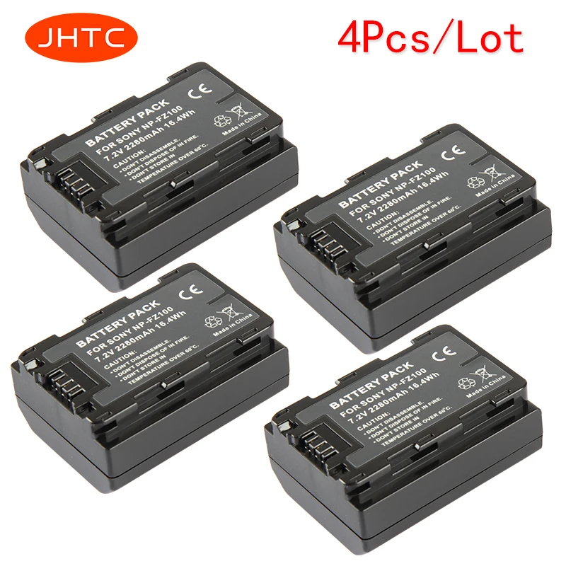 

JHTC 4pcs NP-FZ100 NP FZ100 2280mAh Rechargeable Li-ion Battery for Sony Alpha 9 A9 9R A9R 9S A9S A7RIII A7R3 Digital Camera