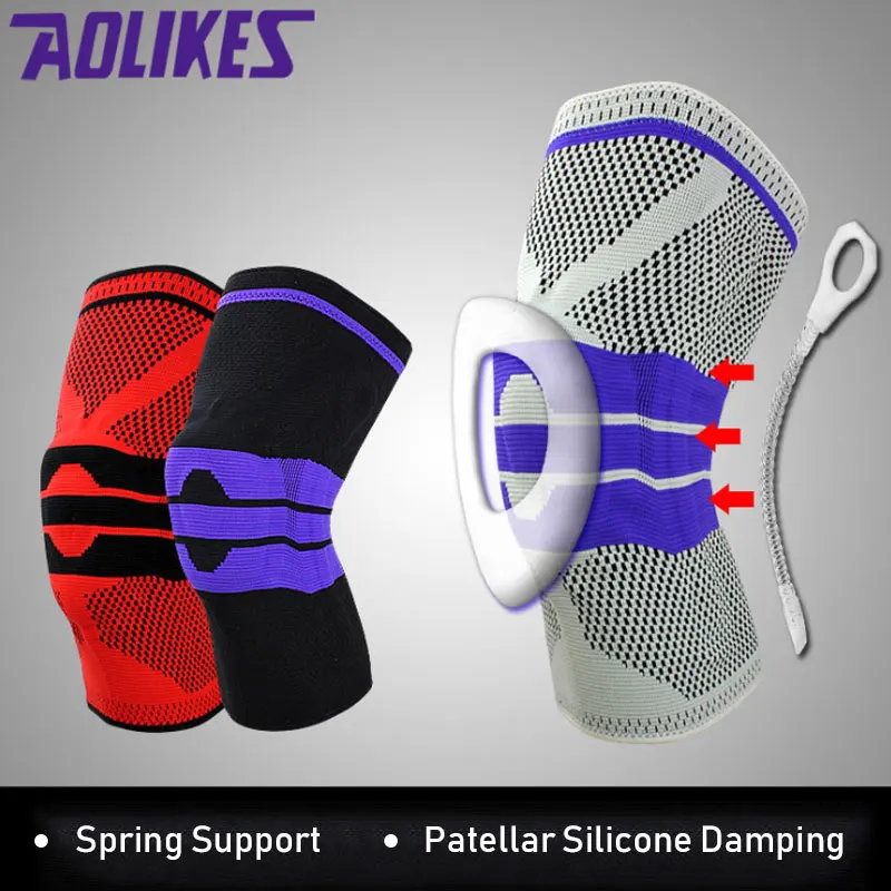 New 1 pcs Nylon Silicon Weightlifting Knee Sleeve Knee Brace Running