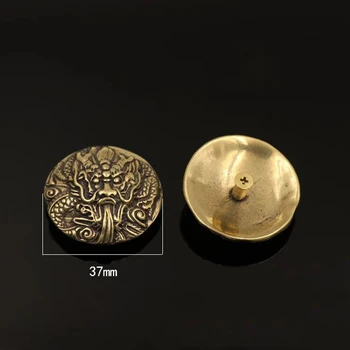 

solid brass DIY leather craft wallet caibu button with screws dragon head design big size Dia37mm 2pcs/lot