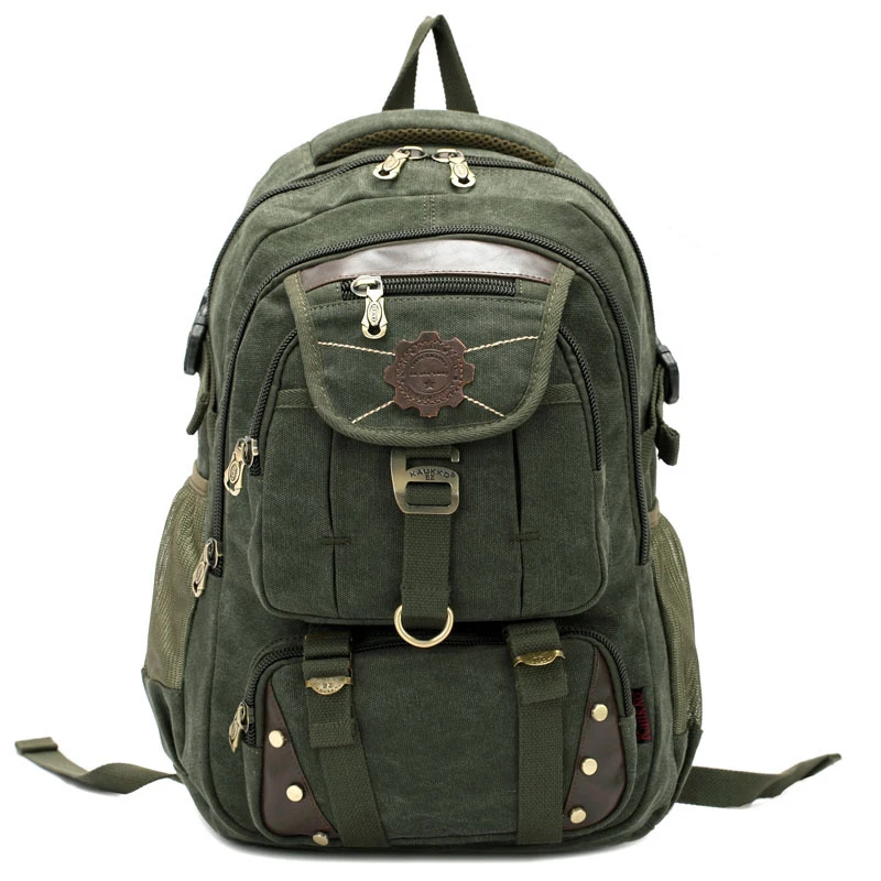KAUKKO New fashion men's backpack vintage canvas backpack school bag men's travel bags large capacity travel laptop backpack bag