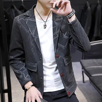 

Spring New Men's Korean Version Self-cultivation Trend Suit Jacket Retro Black Gray Burgundy Check
