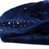 Geebro Women's Velour Rhinestones Beanies Hat Spring Polyester Slouchy Beanie for Women Plain Color Skullies Bonnet Cap 6
