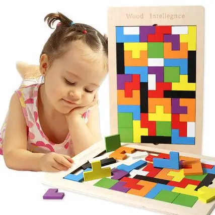 Baby Kids Wooden Tangram Brain-Teaser Puzzle Preschool Intellectual Toy TO