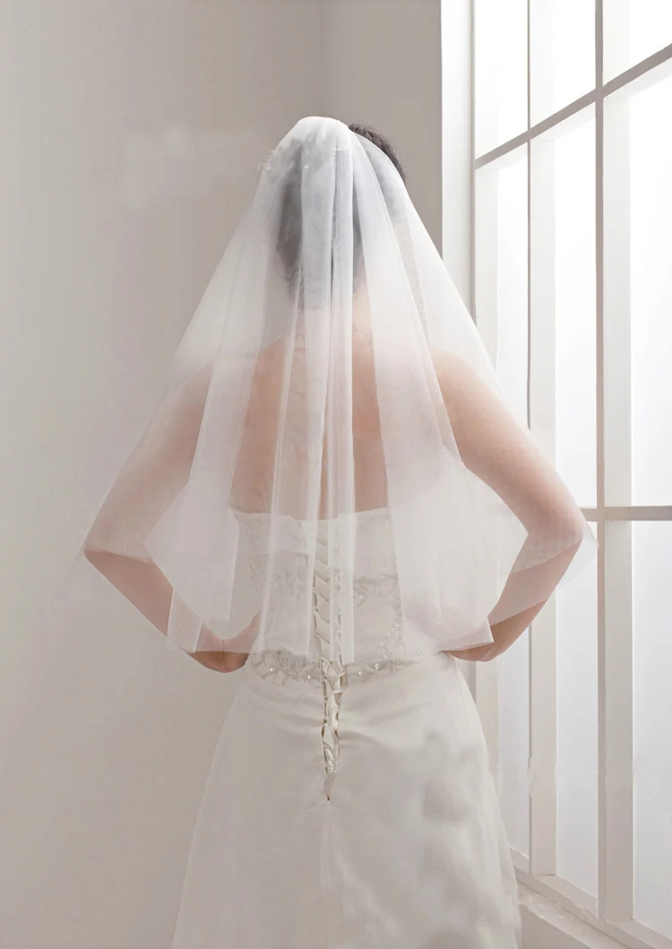 Новая простая двухслойная венчальная Фата свадебная вуаль+ расческа элегантная белая, цвета слоновой кости, для свадьбы вуаль свадебные платья по индивидуальному заказу